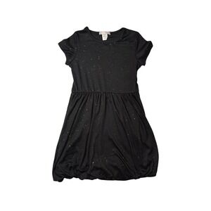 Glitter Girl Black Ribbed Sparkle Glitter Bubble Dress 10 Metallic Holiday Party